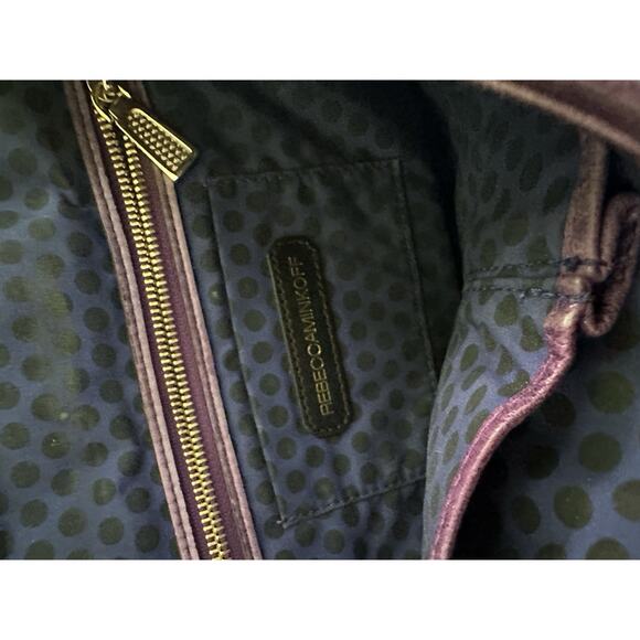 Rebecca Minkoff Studded Quilted Chain Strap Purple Leather Shoulder Bag - Picture 11 of 16